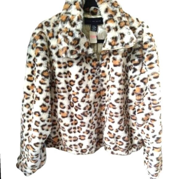 Pink Victoria Secret Faux- Fur Leopard Print Cropped Jacket - Picture 1 of 11